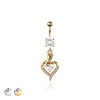 316L SURGICAL STEEL MULTI CZ HEART FLOWER ROUND CZ DANGLE CZ BELLY BUTTON NAVEL RING 